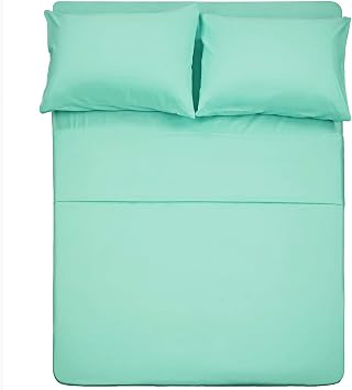 LaxLinen Extra Deep Pocket Sheets - Queen Size Sheet Set - 4 Piece Fitted Sheet- Around Elastic Easily Fits 24"-26" inch Mattress Queen, Aqua- 800 TC Egyptian Quality