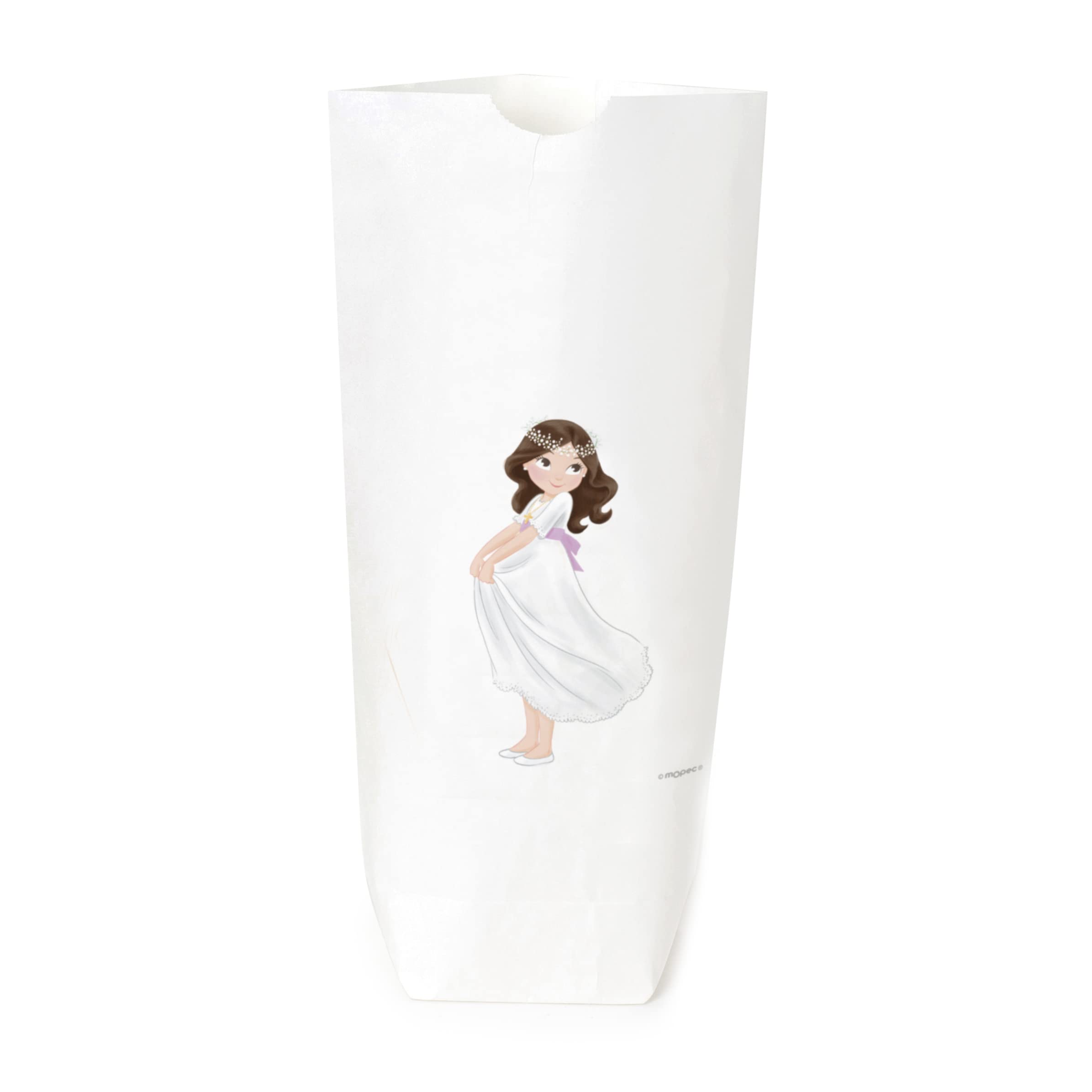 Sacs en papier blanc communion fille lot sachet cadeau invité 12x21x5cm