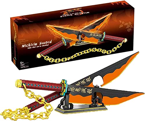 Peng Fang Samurai Sword Modelo Bloques De Construcción Espada Demon Slayer Uzui Tengen Sword Anime Samurai Ninja 1478 Piezas Espada con Soporte, Katana Espada Kit De Construcción, Compatible con Lego Cover