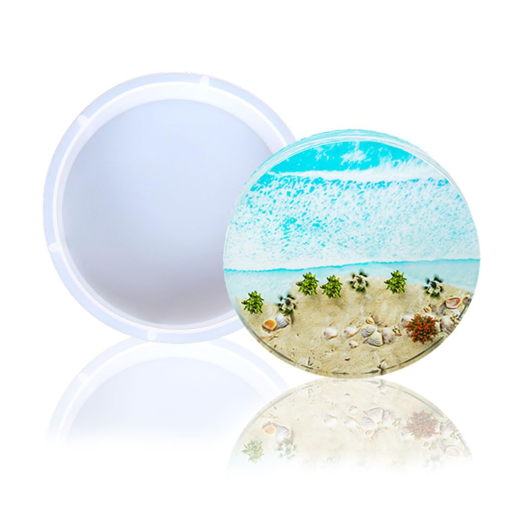 BIGEBO Large Round Resin Mold, 12 Inches Round Silicone Mold 2-Inch-Deep Round Base Mold for DIY Table Display Base Flower Preserving Resin Art