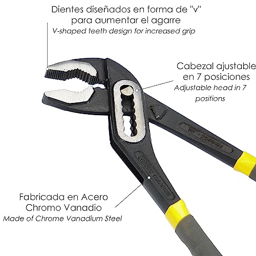 Miniatura 3 de Wolfpack Linea Profesional Tenazas Apertura Múltiple Negra 250 Mm. Mangos Plastificados Din 8976. Pico De Loro, Alicates Extensibles, Tenazas Fontanero