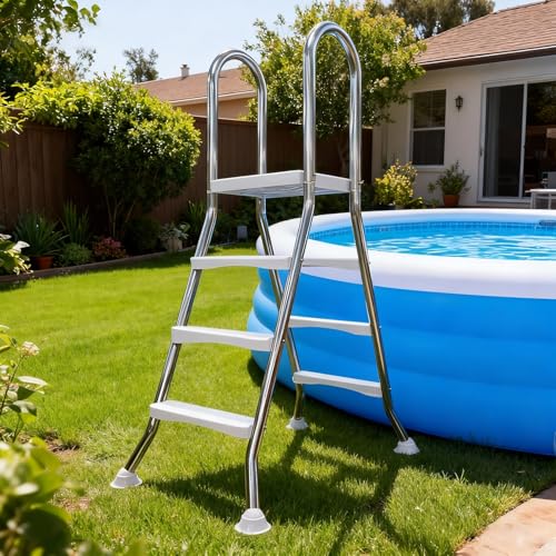 Escalera para piscina elevada de 65 pulgadas con 3 peldaños miniatura 1