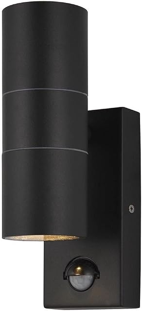 LITECRAFT Modern Outdoor Wall Light PIR Up and Down Light 2 Year Guarantee Included (Black)