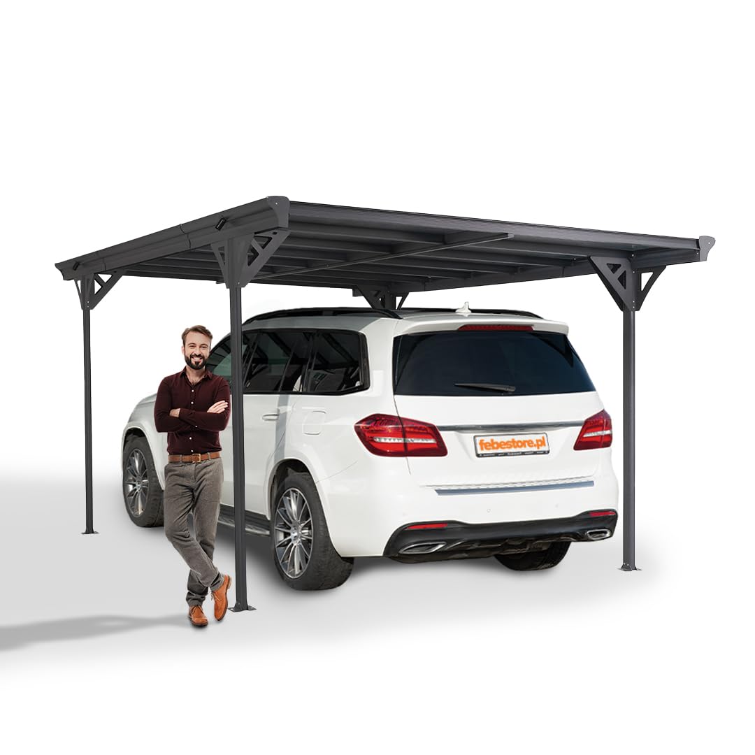 Grindi - Carport Aluminium 5x3 - Terrassenüberdachung Doppelstegplatten Tilos II - Pavillon - Pergola Aluminium - Dachzelt Auto - Gartenpavillon - Shelter - Grillpavillon Überdachung Terrasse