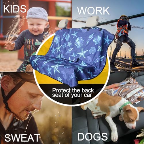 Image of Back Seat Cover for Car Trucks Van SUV Jeep,Waterproof Rear Bench Towel Seat Covers for Dogs and Kids,Automotive Backseat Protector (Conch Shells Starfish)