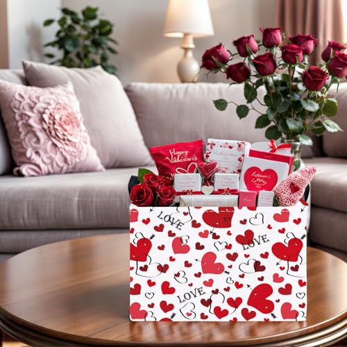 Image of Valentine's Day Basket Gift for Empty Cute Heart Large Storage Bin for Kid and Baby Room Decor (Love Arrow Heart)