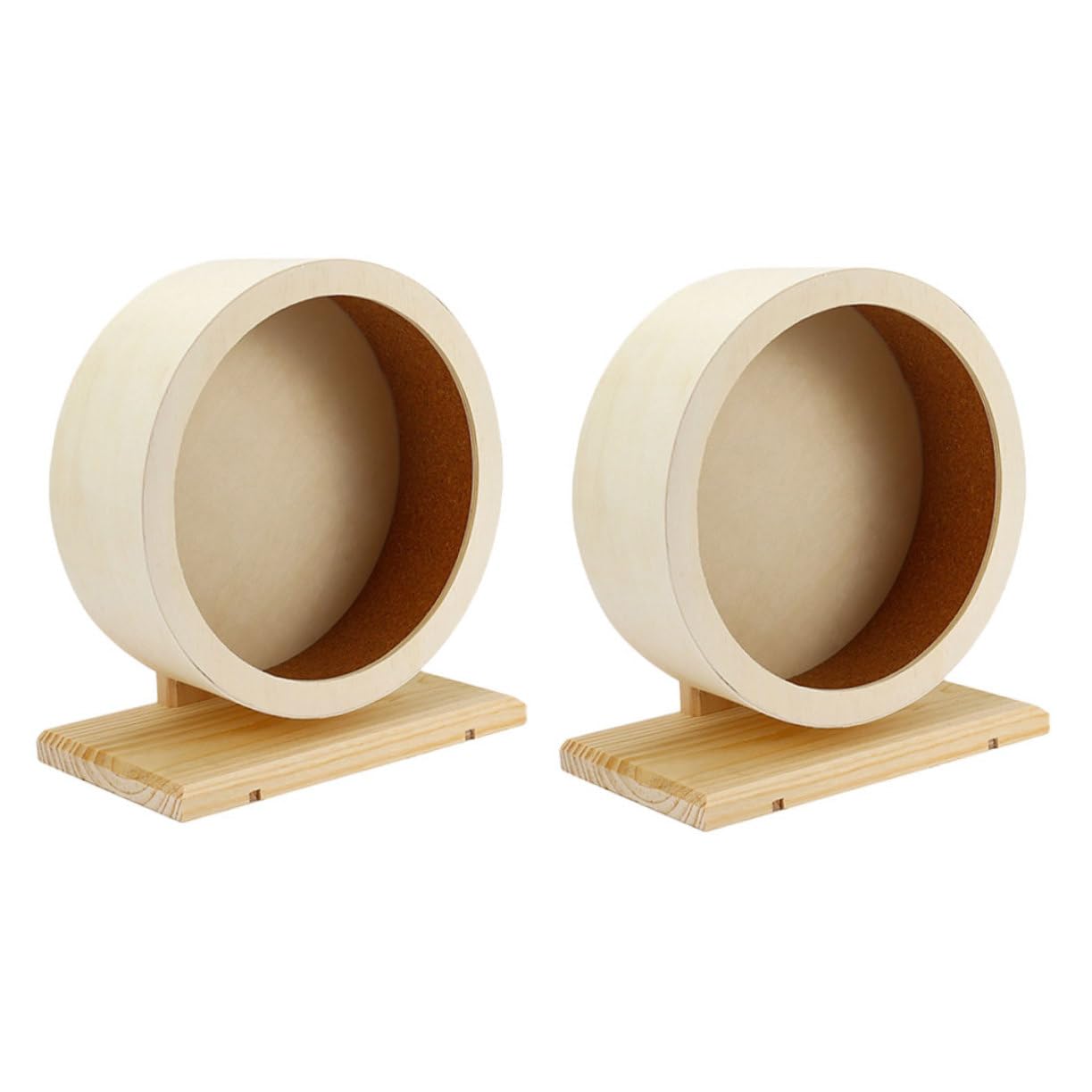 Mikikit 2piezas Rueda de Hámster Silenciosa de Madera con Corcho Juguete para Correr para Hámsteres y Petauros del Azúcar para Jaulas de Mascotas