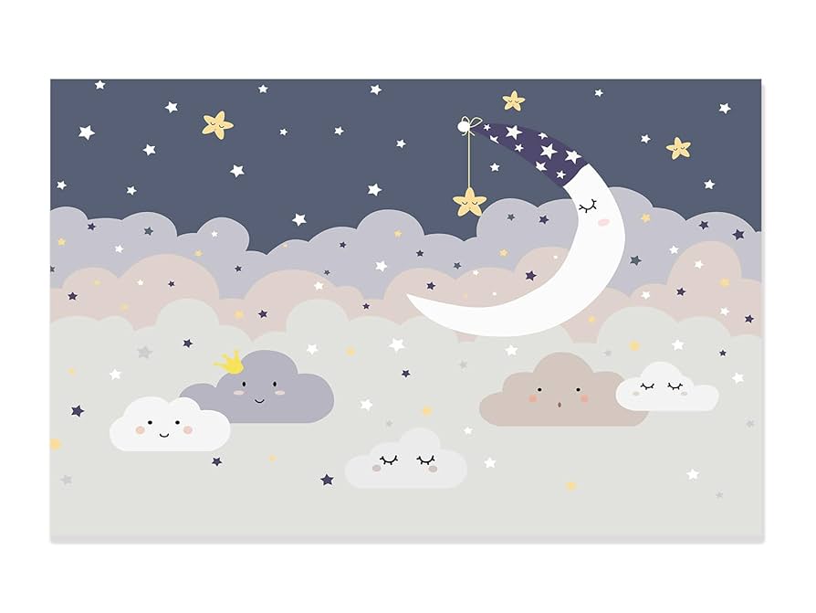 Dslbz Star Moon Nursery Children's Room Wall Mural Wallpaper