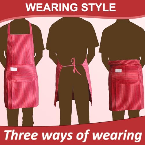 Grembiule Da Cucina Chef - 2pcs Regolabile in Cotone Poliestere, Lavabile - Grigio E Bordeaux - immagine 6