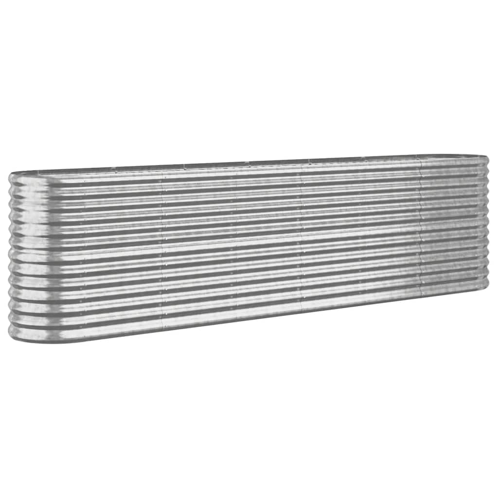 vidaXL Garden Raised Bed in Silver - Powder-Coated Steel Planter, Outdoor Garden Bed for Flowers, Herbs, Vegetables, Spacious & Weather-Resistant - Size 260x40x68cm