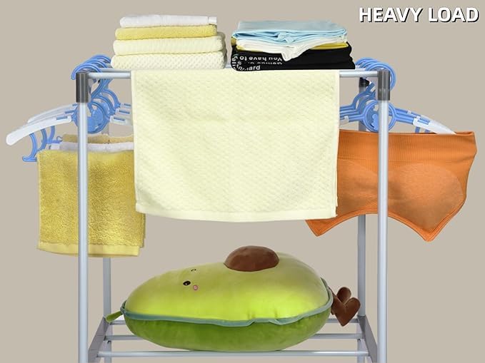 Image of Stainless Steel Clothes Drying Rack for a Small Place Small Clothes | Kids Drying Clothes Stand Drying with Wheels3 Layer Clothes Drying Stand Rack for Balcony(Pack of 1)