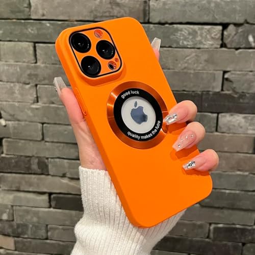 Étui iPhone 14 Pro Max magnétique orange anti-rayure caméra arrière