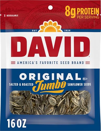 Image of DAVID Jumbo Sunflower Seeds, Original Flavor, 16 Ounce (Pack of 6)