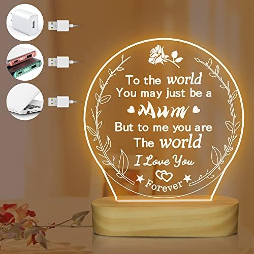 CooPark Mum Birthday Gift Lamp, Mothers Day Gift Warm White Night Light for Mom, Best Room Bedside Decor Birthday Christmas Presents from Daughter and Son