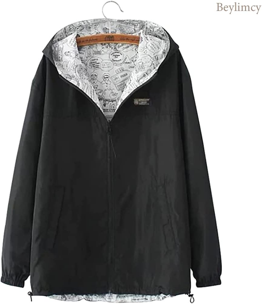 Beylimcy ウインドブレーカー レディース 高校生 2WAY リバーシブル デザインパーカー カジュアル 撥水加工 防風 防水 ジャケット 春夏秋 Bey12