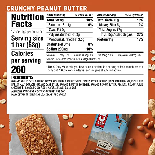 image for CLIF BARS - Energy Bars - Crunchy Peanut Butter - Made with Organic Oa