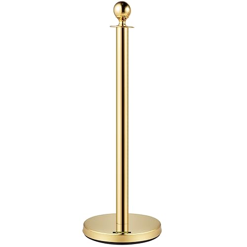 Miniatura 12 de VEVOR Cuerdas y postes de terciopelo, 6 piezas, cuerda de terciopelo rojo de 5 pies, base sólida con parte superior de bola, barreras de control de