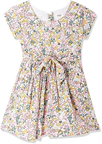 Image of Max Girl Floral Printed Round Neck A-Line Standard Length Dress
