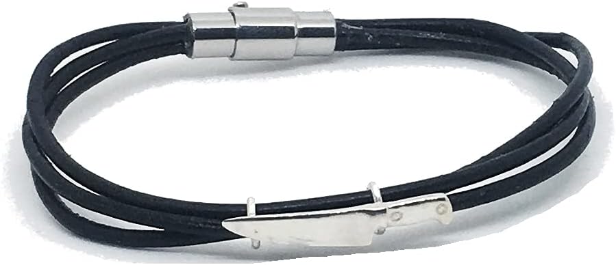 Sterling Silver Chef Knife Leather Bracelet