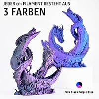 OVV3D PLA Filament 1.75, 3D-Drucker-Filament, Dreifarbiges Regenbogen-Seidenfilament mit Schwarz-Violett- Blau Filament PLA, 3D-Druckmaterial PLA Filament 1.75 mm ±0,02mm, 1kg – Ansicht 2