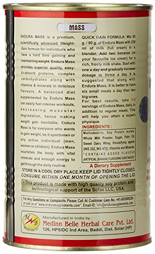 Image of Endura Mass Weight Gainer 500 g Vanilla Flavour Shaker Free | Ideal for Children above 10 years, men, women & athletes. (Banana)
