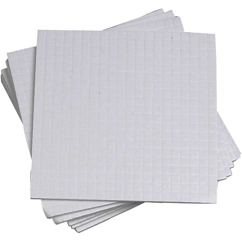 Creativ 100263 3D Double-sided Sticky Foam Pads for Crafts, size 5x5x1 mm, 10 sheets, White