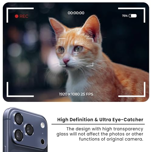 Image of ArmourPro Camera Lens Protector for iPhone 17 Pro 6.3-Inch, Full Coverage 9H Tempered Glass Ring Cover, Matte Metal Plate, Case Friendly | Deep Blue, Pack of 1