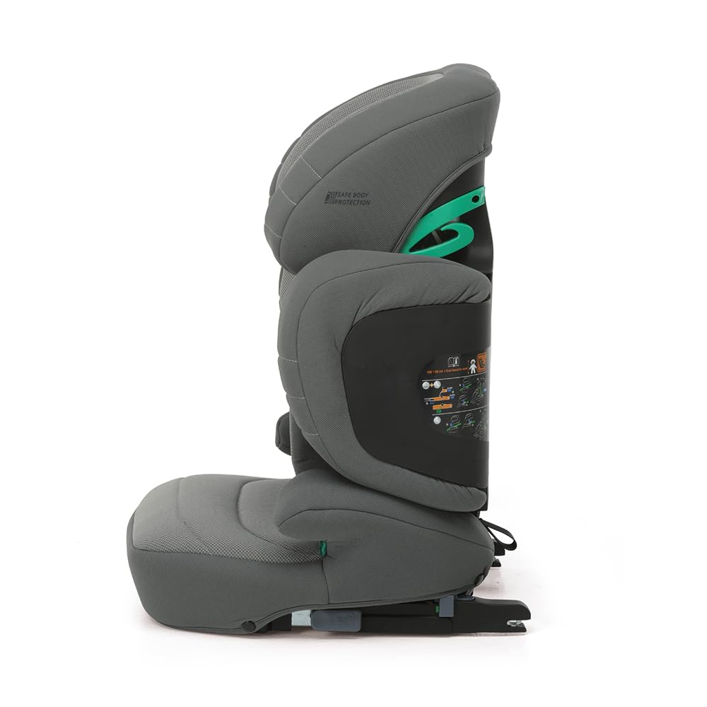 Foppapedretti Siège auto Open I-Size pour enfant de 100 à 150 cm de hauteur, 3-12 ans, conforme ECE R129, fixation Dualfix (Isofix et non), protection des chocs latéraux, déhoussable, gris