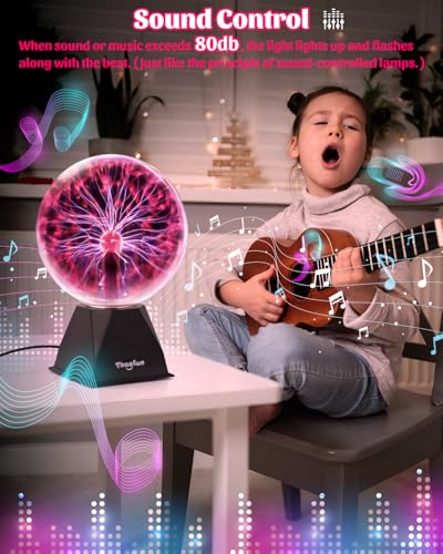 Image of Plasma Ball, 8 Inch Plasma Lamp, Touch & Sound Sensitive Plasma Globe, Theefun Plug-in Electric Ball, Nebula Thunder Lightning for Parties, Home, Kids, Bedroom, Prop, Decorations