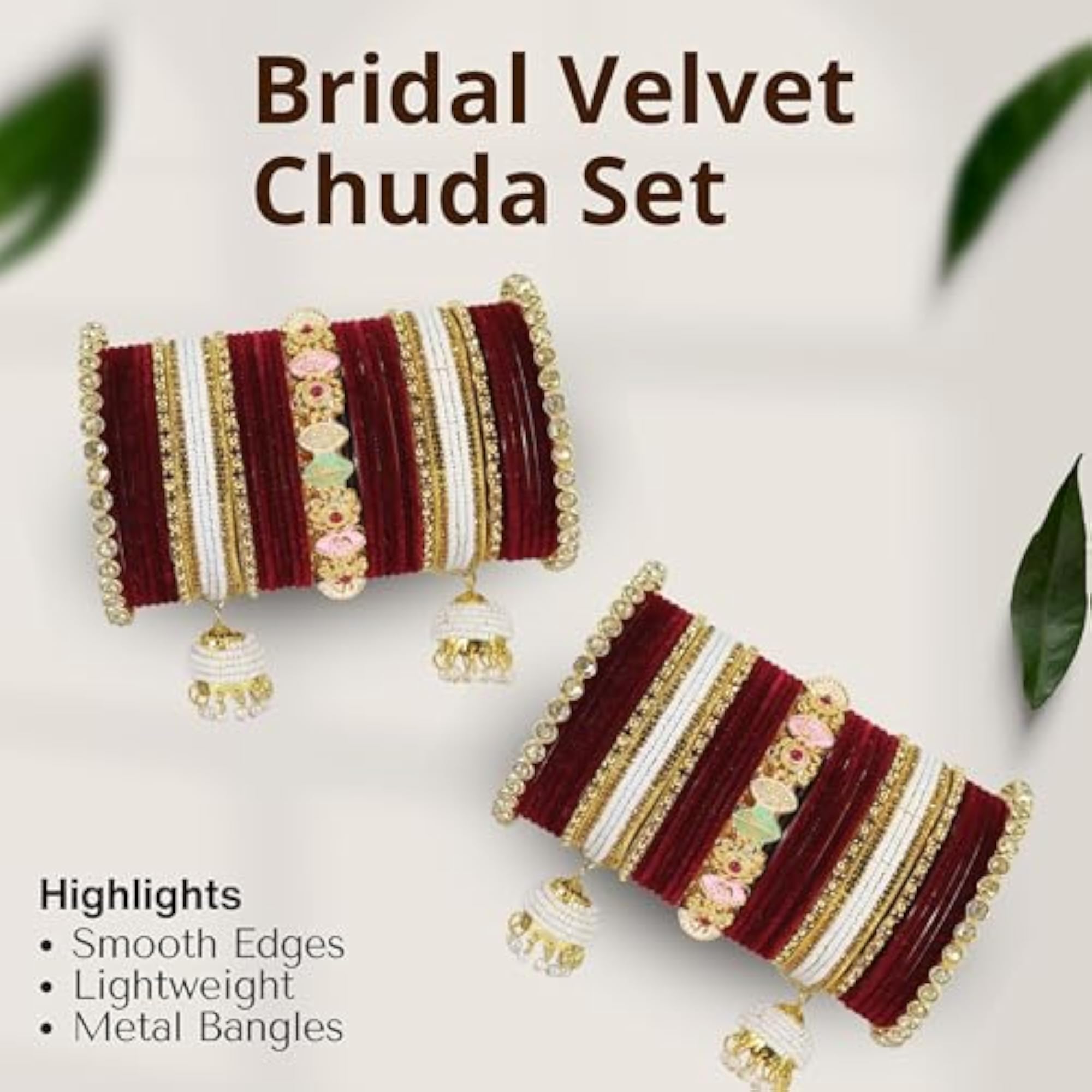 Bridal Maroon Chura Set for Women