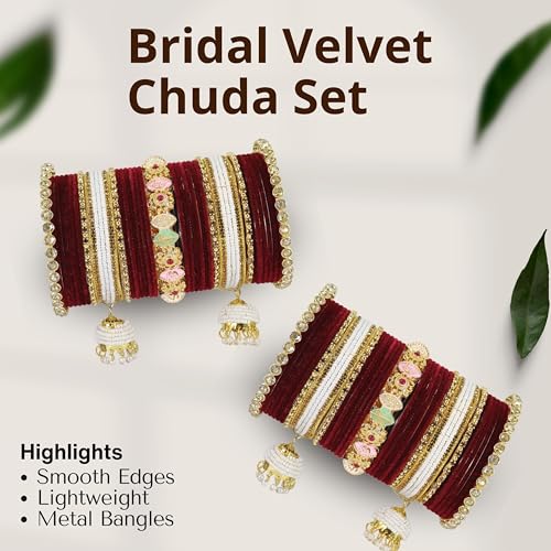 Bridal Maroon Chura Set for Women