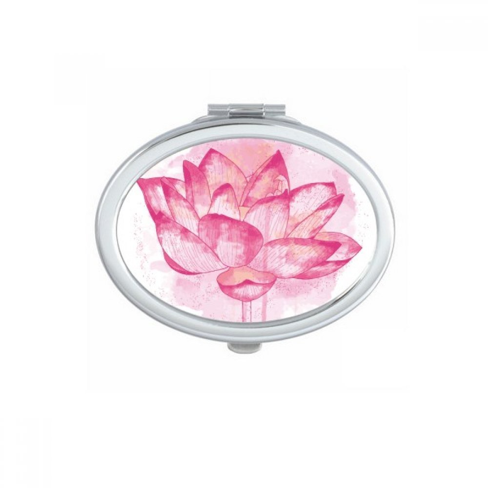 Miroir compact rose et lotus ovale : idée cadeau mignon fait main