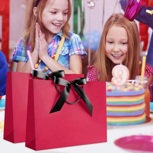 Image of JMANNI Mothers Day Gift Bags with Handles, 13 inch Medium Gift Bag for Presents, 1 Pcs Bags with 2 Tissue Paper and 1 Cards for Baby Shower Wedding Bridal Mother's Day Birthday Party (Raspberry-Pink)