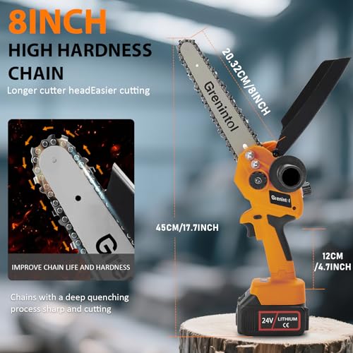 Mini Kettensäge mit Akku, 8 Zoll Elektro Kettensäge mit 1000W Bürstenloser Motor und 6000mAh Akkus,...