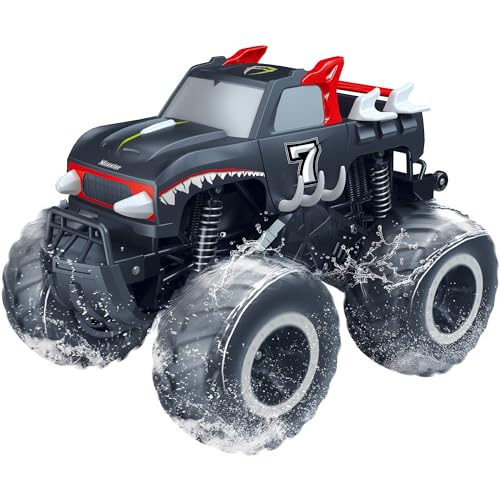 Image of Threeking 1:16 Amphibious Monster Truck All Terrain Remote Control Car Toys | Waterproof Durable 4WD Off-Road RC Crawler Cars Pick-Up Unique Toy Gifts for Boys Girls Ages 6-12
