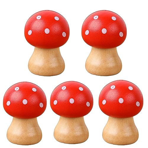 Leadigol 5Pcs Wooden Mushroom Place Card Holder, Cartoon Mushroom Table Number Holder, Desktop Message Folder, Office Memo Holders, Table Decor