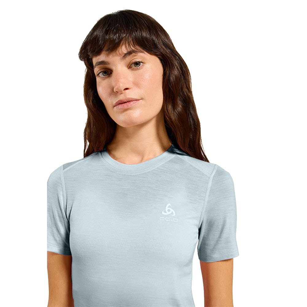 Odlo Donna Merino 160 Bl Crew Neck Maglietta, Baby Blue, S