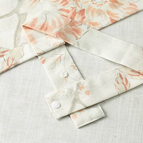 Vogol Rod Pocked Tie Up Shade For Bathroom, Orange Flower Design Window Treatment For Farmhouse, Adjustable Linen Textured Valance 18 Inch Length, 1 Panel #TOP3