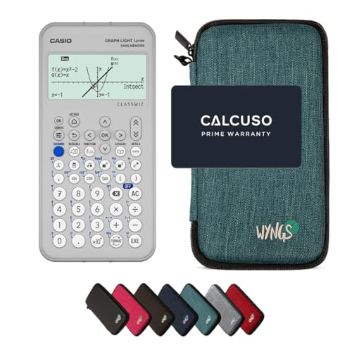 Casio Graph Light avec Housse de Protection WYNGS Incluse Turquoise - Calculatrice Graphique - Pack de Base