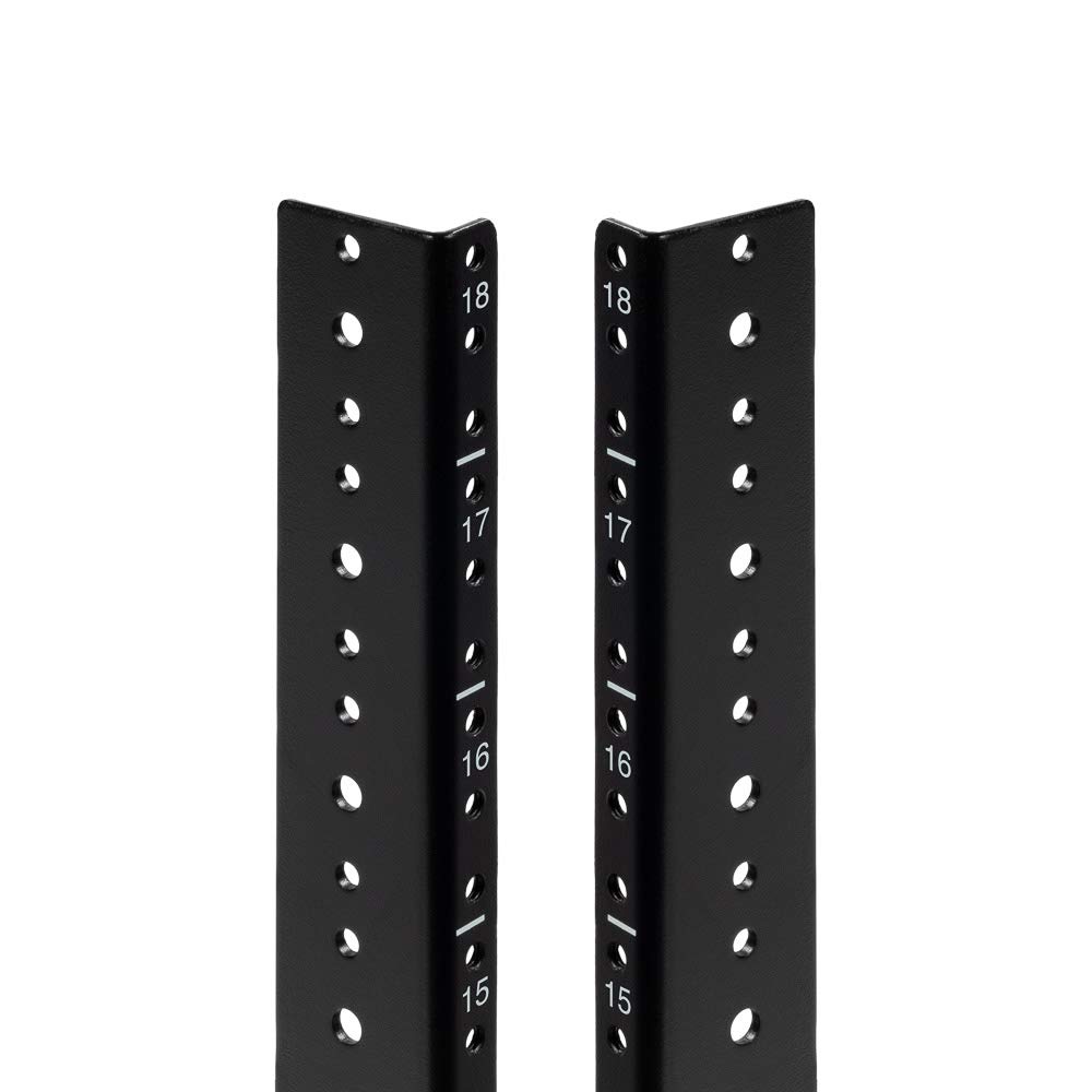 NavePoint 18U Vertical Rack Rail Pair DIY Kit with Hardware, Black