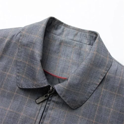 Men's Spring Fall Plaid Lapel Jacket Casual Business Zipper Coats Lapel Social Office Streetwear3