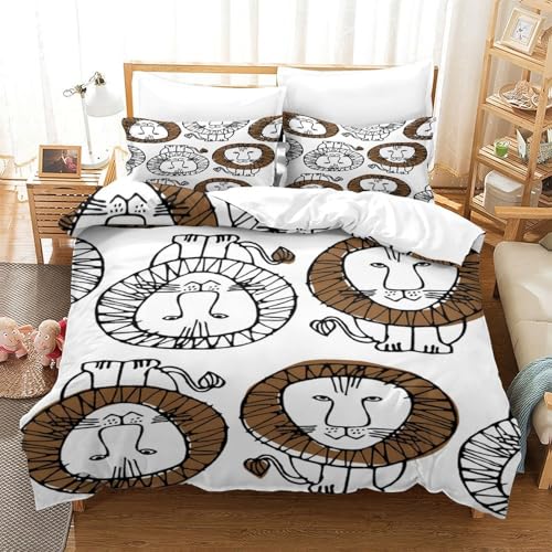 Housse de couette lion moderne avec impression numérique 3D haute définition luxe - 3