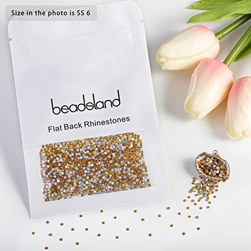 Image of Beadsland 2880pcs Flat Back Crystal Rhinestones Round Gems for Nail Art and Craft Glue Fix, Topaz,SS6,1.9-2.1mm
