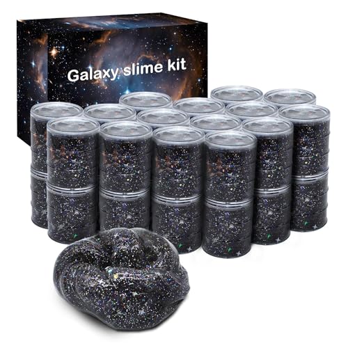 24 Pack Galaxy Star Slime,Party Favor for Kids Girls & Boys,Non Sticky, Stress & Anxiety Relief, Wet, Super Soft Sludge Toy,Birthday Gifts for Kids Girl and Boys, Easter Egg Filling Stuffers