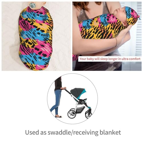 Image of 80s 90s Animal Funny Skin Print Newborn Swaddle Blankets Hat Sets Soft Baby Receiving Blanket Swaddle Sack for Baby Shower Infant Boy Girl Gift