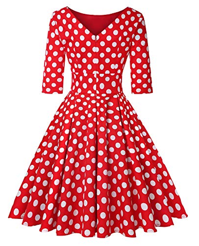 Image of MINTLIMIT Women's 1950s Retro Vintage Cocktail Party 3 /4 Sleeve Swing Dress