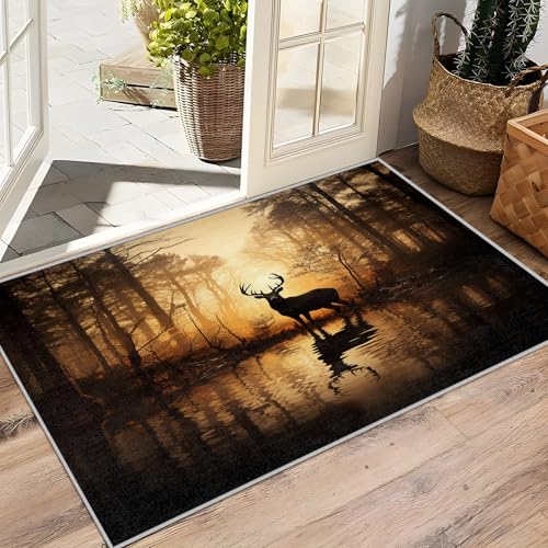 Tapete decorativo rectangular 3x4 con diseño de ciervo miniatura 4
