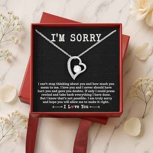 I'm Sorry Gift for Her Apology Necklace with Message Card I Love You I'm Sorry Jewelry Forgive Me Gift for Girlfriend or Wife Let's Start Over Necklace2