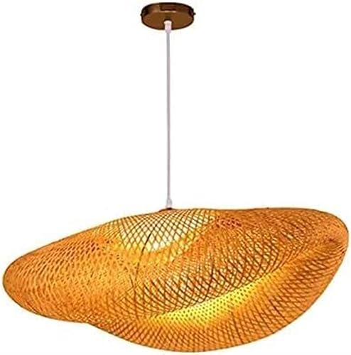 Lámpara de araña tejida de bambú natural, ratán ovalado, luz colgante creativa tejida a mano, E27, lámpara de techo para cocina, isla, comedor,