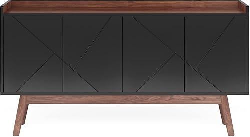 Miniatura 8 de Tribesigns Aparador negro moderno para buffets y aparadores con almacenamiento, armario de almacenamiento de cocina para entrada, sala de estar